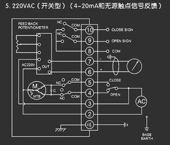 220VAC開關型<a href='http://www.lvelan.cn/Product/diefa/diandongdiefa/' target='_blank'>電動<a href='http://www.lvelan.cn/Product/diefa/' target='_blank'>蝶閥</a></a>接線圖