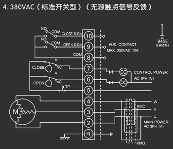 380VAC標準開關型<a href='http://www.lvelan.cn/Product/diefa/diandongdiefa/' target='_blank'>電動<a href='http://www.lvelan.cn/Product/diefa/' target='_blank'>蝶閥</a></a>接線圖